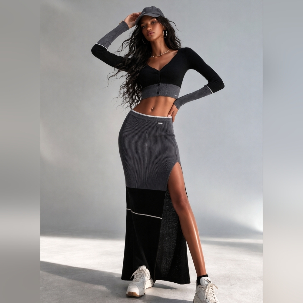 Savage X Fenty Knit Colorblock Skirt And Top Set New Size XS